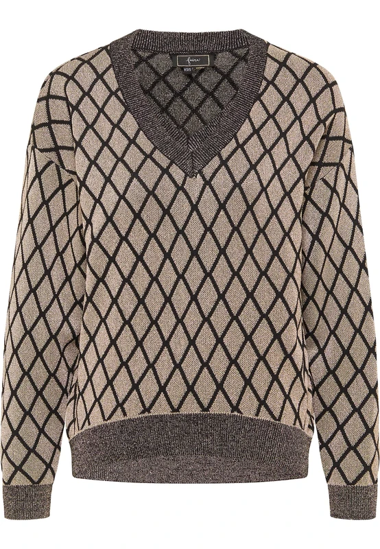 faina Women's Knitted Jumper, Camel Multi-Coloured, M/L
