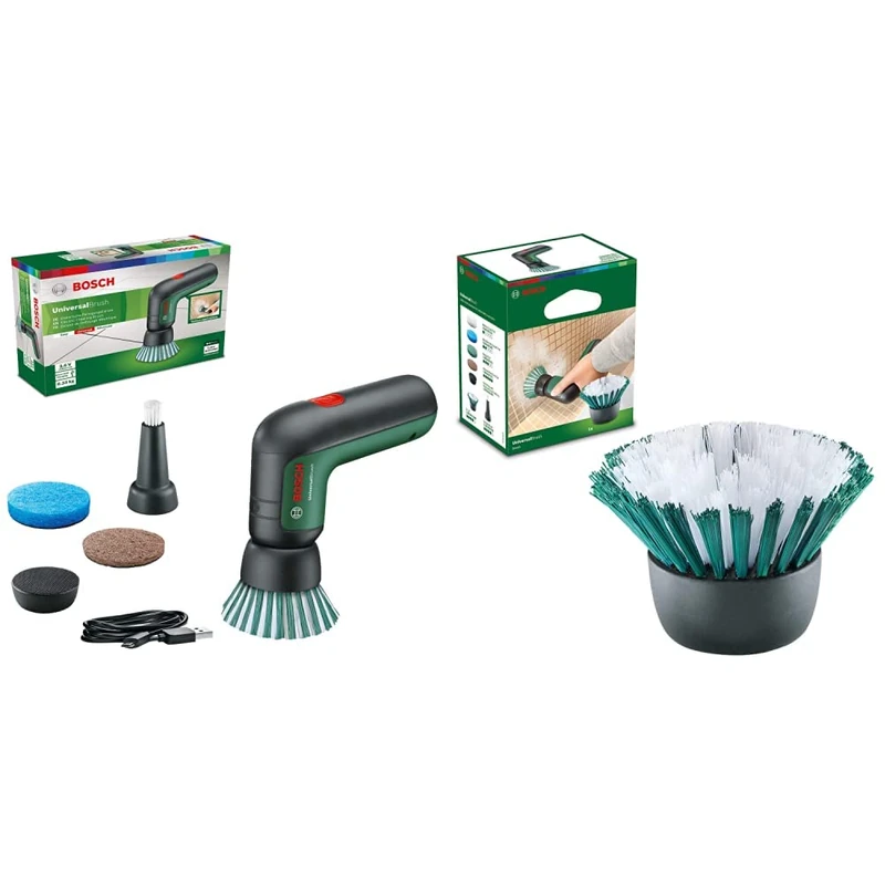 Bosch Home and Garden Electric Cleaning Brush UniversalBrush & Bosch Bristle Brush for Electric Cleaning Brush UniversalBrush (1 Piece Included, in Carton Packaging)