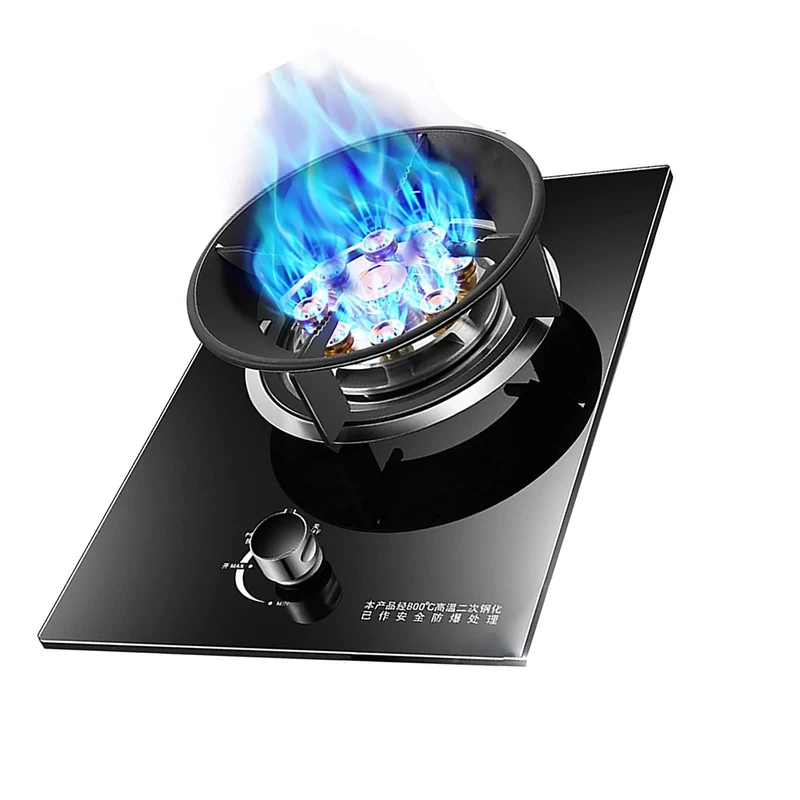 ZXFF Built-in gas stove single stove 5.2KW nine-chamber firepower single-head tempered glass gas single stove household kitchen stove stove (Size : LPG)