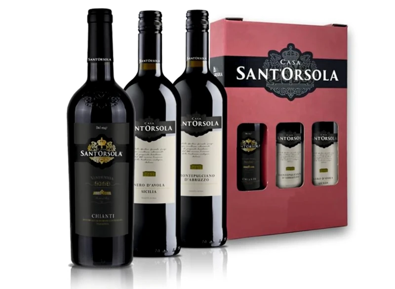 Sant'Orsola Italian Red Wine Giftbox – Chianti DOC, Montepulciano DOC, Nero d’Avola DOC - Gifts for Women - Mum - 3 x 750 ml