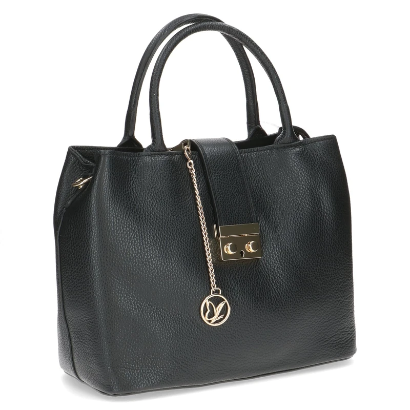 Caprice women's medium-sized leather Tote Bag, Black (Black Nappa), 1