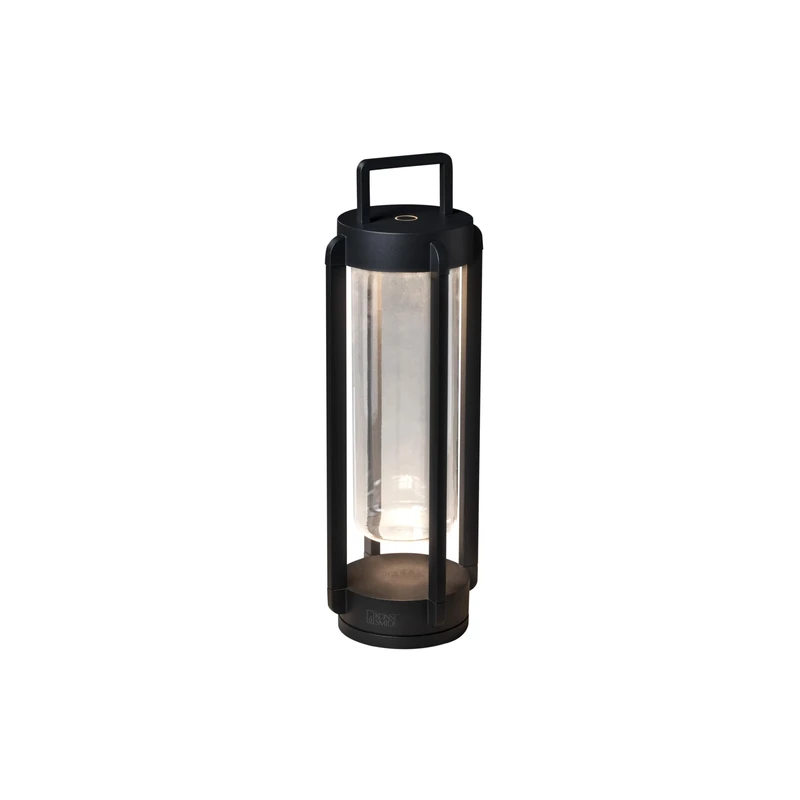 Konstsmide Otranto LED Designer Lantern | Black | Indoor/Outdoor | Aluminium/Glass | 2 Light Colours | Dimmable | Battery Life up to 20 Hours | 7823-750, 15 cm (L) / 15 cm (W) / 44 cm (H)
