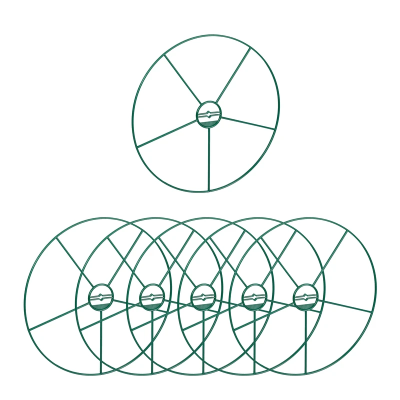 Relaxdays Set of 6 Plant Rings, Ø: 39 cm, for Perennials & Shrubs, Round Holder, Gardening Support, Plastic, Dark Green