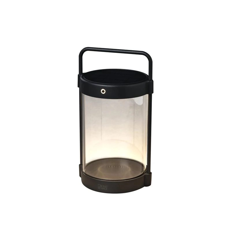 Konstsmide Crotone Solar LED Lantern | Black | Indoor/Outdoor | Aluminium/Glass | 2 Light Colours | Integrated Sensor | Dimmable | Battery Life up to 20 Hours | 7822-750