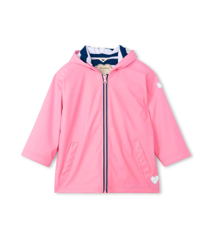 Hatley Kids Zip-Up Rain Jacket, Classic Pink, 6 Years
