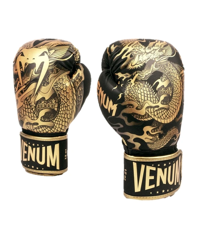 Venum, Dragon's Flight Boxing Gloves, Unisex Adult, 14 Oz, Black/Bronze