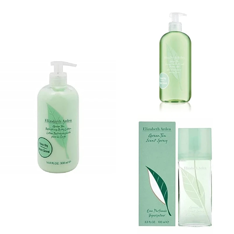 Elizabeth Arden Green Tea Trio | Mega Body Lotion, Green Tea, 500 millilitre | Bath and Shower Gel, 500 ml | Scent Spray- Eau Parfumee -Vaporisateur- 100 ml