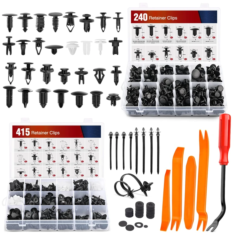 Nilight 700Pcs Car Push Retainer Clips & Auto Fasteners Assortment -30 Most Popular Sizes Nylon Bumper Fender Rivets with 10 Cable Ties and Fasteners Remover for Toyota GM Ford Toyota Honda Chrysler