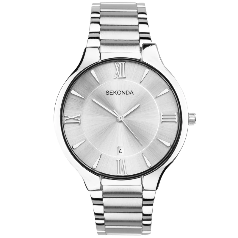 Sekonda Wilson Men’s 39mm Quartz Watch in Silver with Analogue Display, and Silver Stainless Steel Bracelet 1915