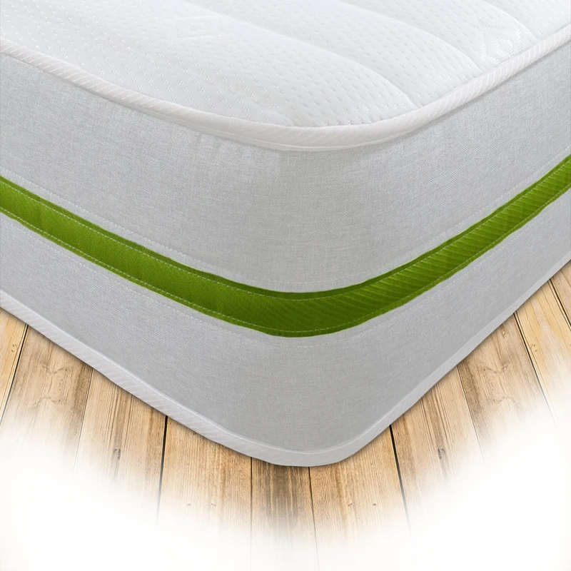 Starlight Beds Horizon Harmony, Sprung Small Double Memory Foam Mattress. Deluxe Value Small Double Mattress, Soft, 8 Inch Deep (White/Green) (4ft x 6ft3)
