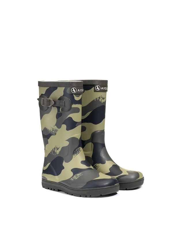 Aigle Unisex Kid's Woody-Pop Pt 2 Rain Boot, Camou Khaki, 2 UK