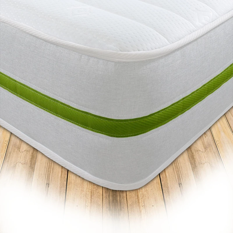 Starlight Beds Horizon Harmony, Sprung Shorty Memory Foam Mattress. Deluxe Value Shorty Mattress, Soft, 8 Inch Deep (White/Green) (2ft6 x 5ft9)