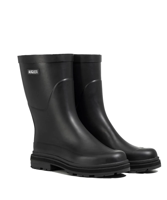Aigle Mid Rain Women's Rain Boot, 9000 Black, 3.5 UK
