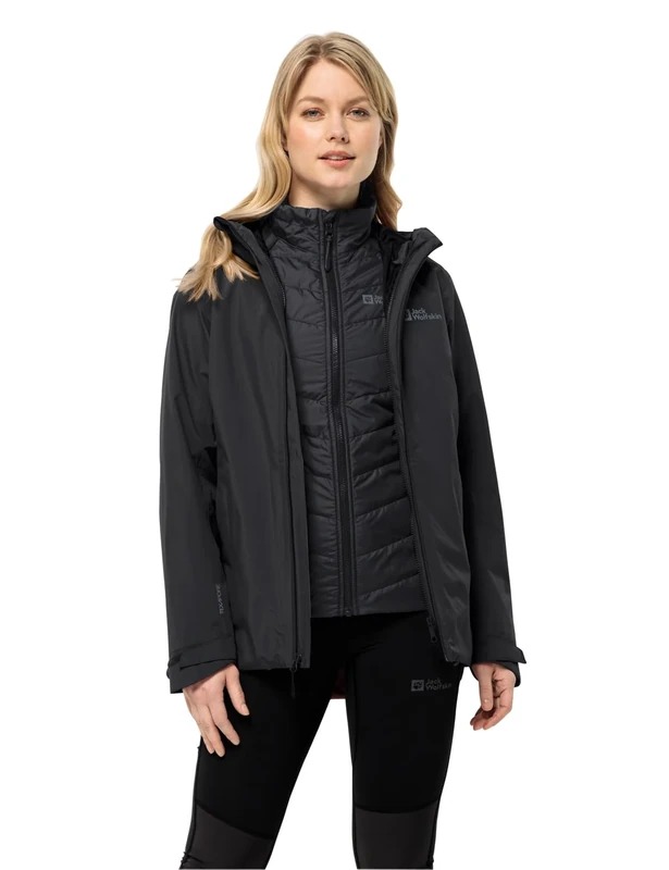 Jack Wolfskin Women's Glaabach 3ln1 Jacket, Black, XS