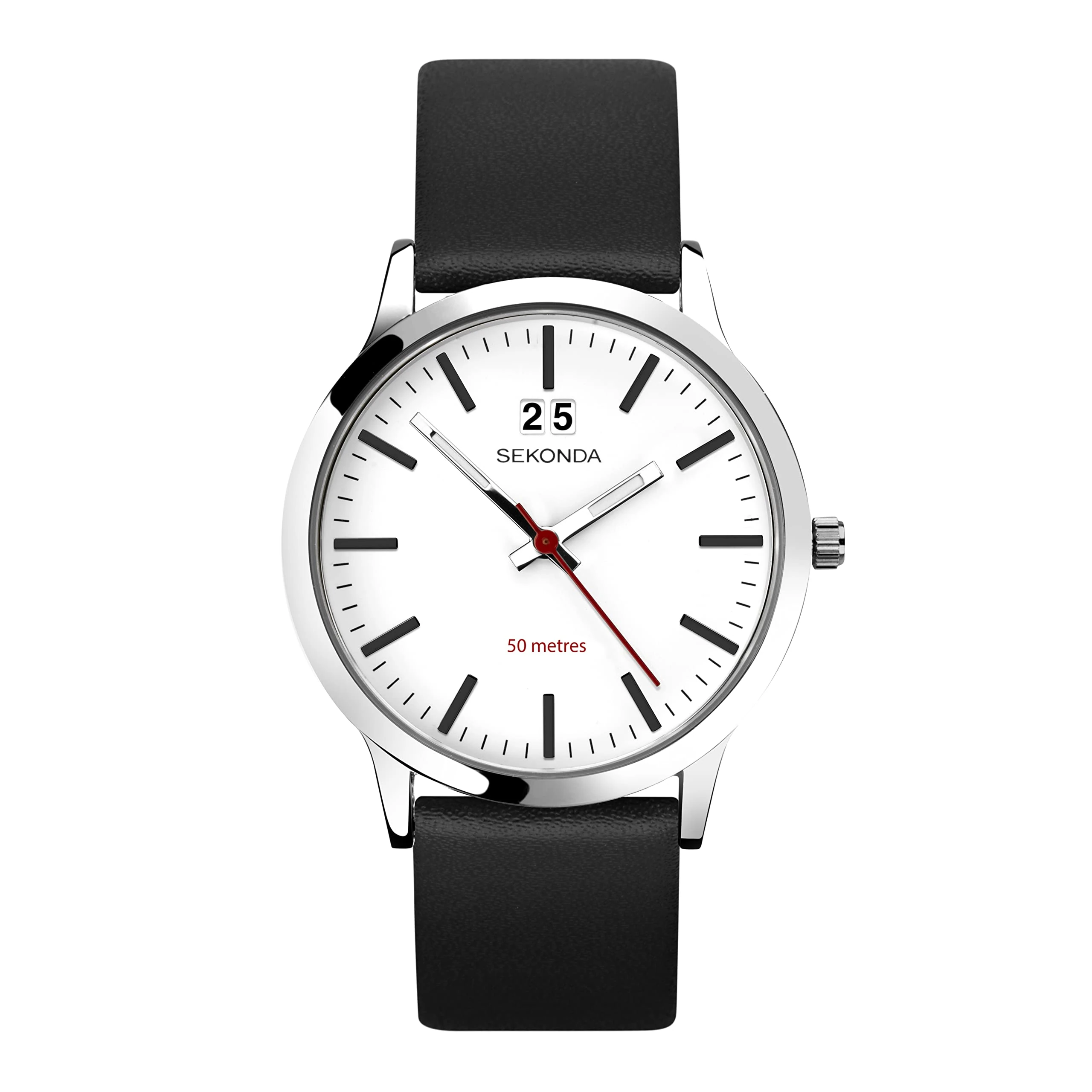 Sekonda Nordic Men’s 40mm Quartz Watch in White with Analogue Display, and Black Leather Strap 1939