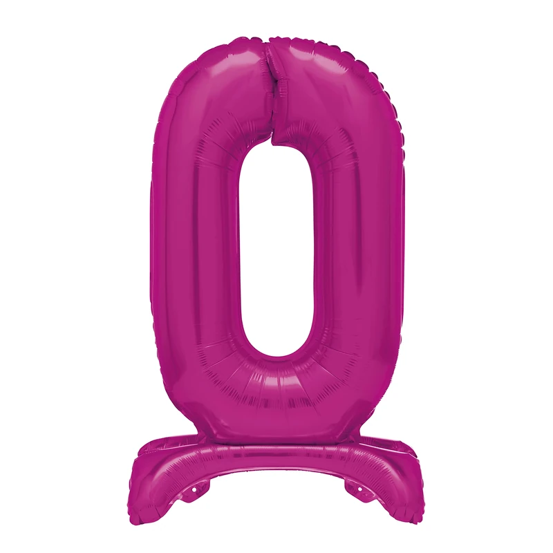 Unique Hot Pink Standing Number 0 Foil Balloon 30", Packaged