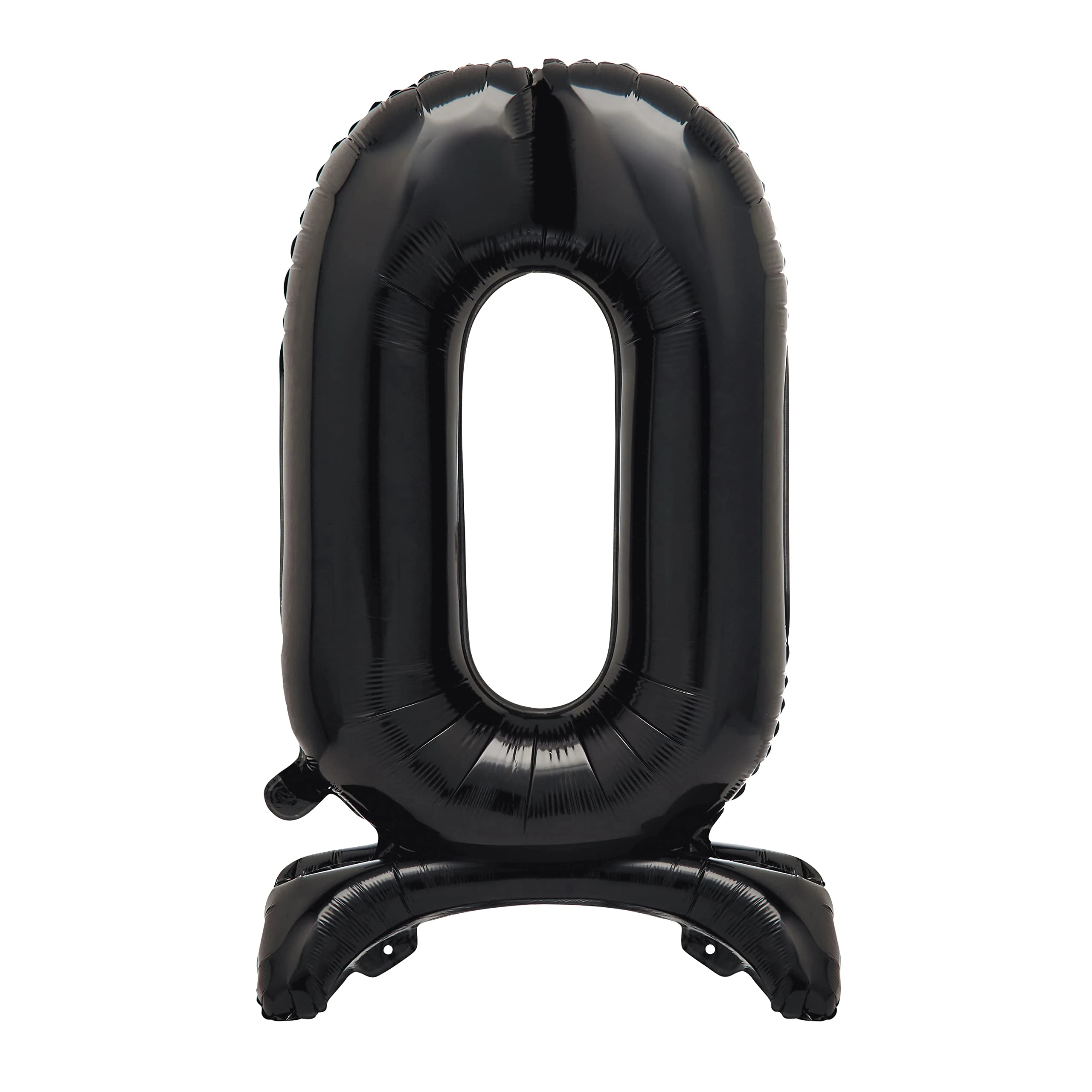 Unique Black Standing Number 0 Foil Balloon 30", Packaged