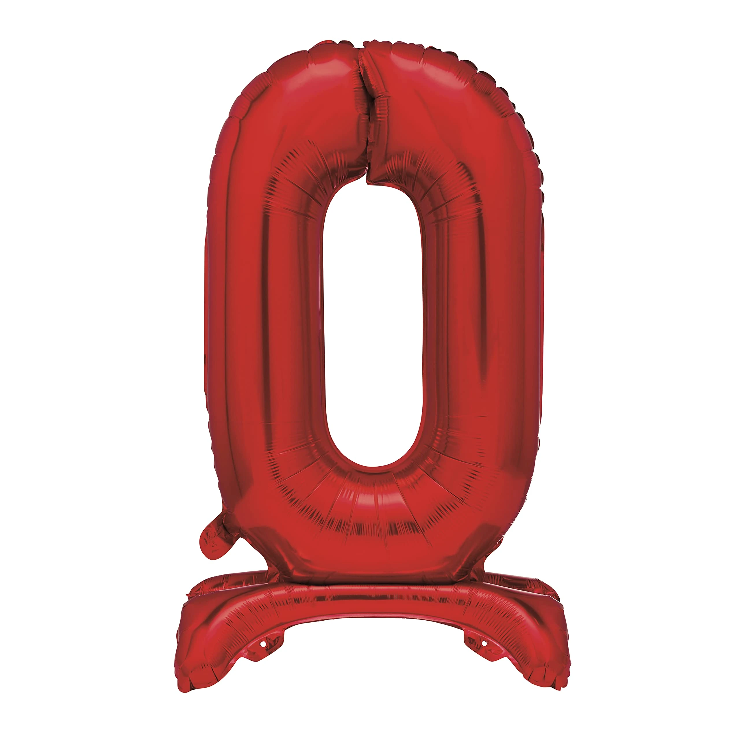 Unique Red Standing Number 0 Foil Balloon 30", Packaged