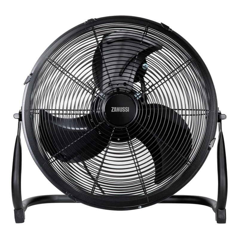 Zanussi ZNGF1621B 16" High Velocity Floor Fan - 3 Speeds, Easy Setup, Portable, Tilt Function, Ground Fan Black