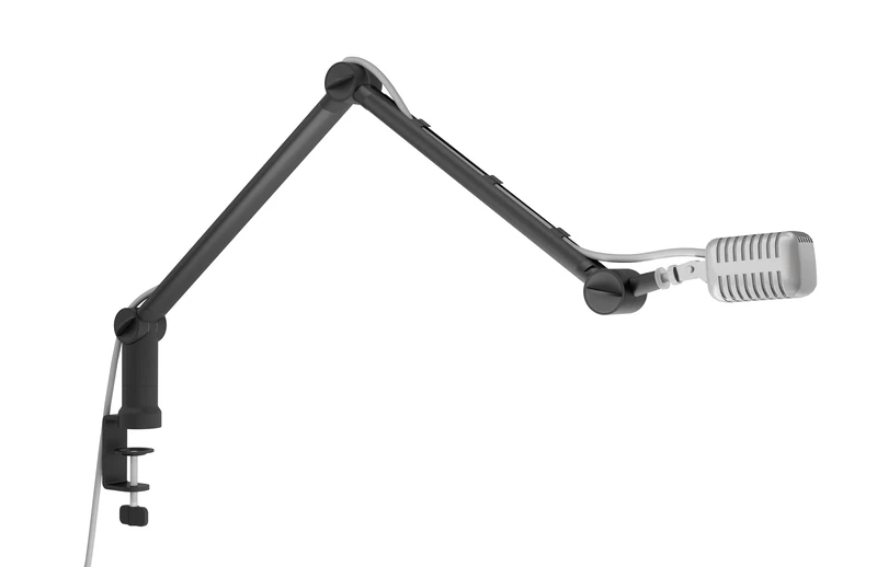 ICY BOX Professional Microphone Arm with Desk Mount, 360 Degree Rotation, 3/8" to 5/8" Adapter, Cable Management, for Blue Yeti, Blue Snowball, HyperX QuadCast and many more, 60872 Black