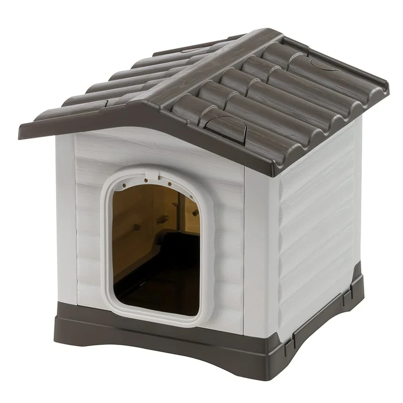 Ferplast Dog Kennel Outdoor DOGVILLA 50, Dog House, Dog Kennel, Draining Bottom, Insulating Base, Removable Roof, Ventilation Grille, Recycled Plastic, 43 x 48 x h 44 cm