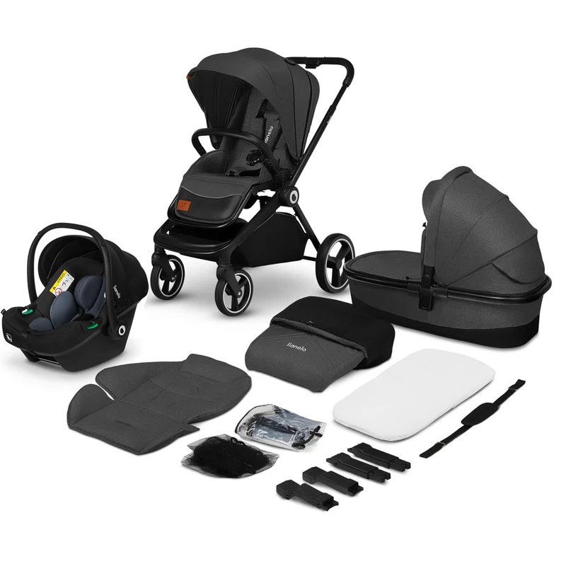 Lionelo Mika 3 in 1 Travel System – Pushchair, Carrycot & Car Seat | Reversible Seat, Compact Fold, All-Terrain PU Wheels, XXL UPF50+ Canopy, Rain Cover & Footmuff - Image 1