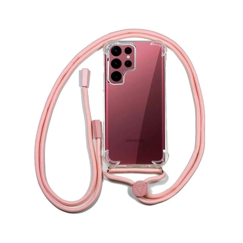 Cool Case for Samsung Galaxy S22 Ultra - Pink Cord Lanyard