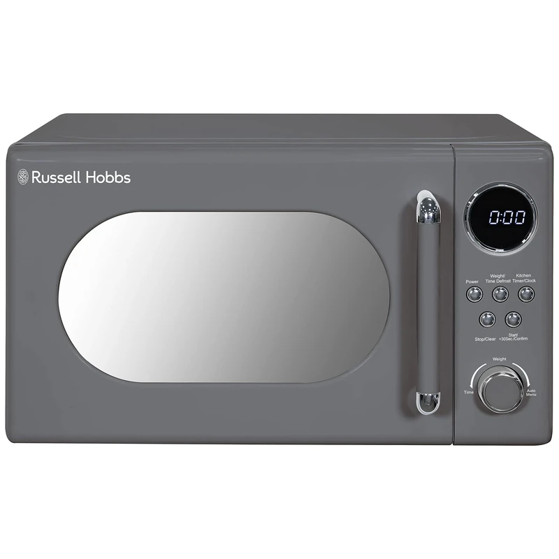 Russell Hobbs RHM2044G Retro 20 Litre Grey Digital Microwave, 800W, Mirror Finish, 8 Auto Cook Settings, 5 Power Levels