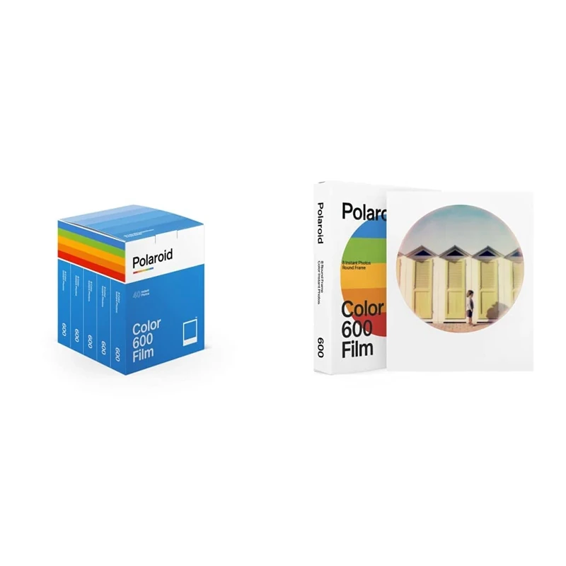 Polaroid - 6013 - Color film for 600 – 5 film pack - 40 Photos & 6021 Color film for 600 – Round Frame, 116.0 mm*20.0 mm*95.0 mm