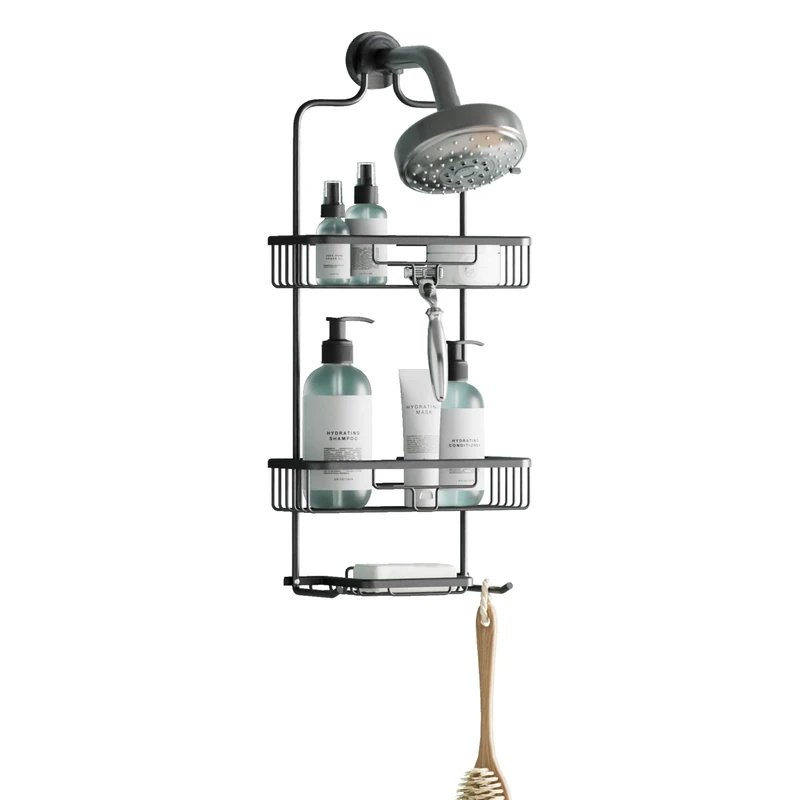 Zenna Home NeverRust Rustproof Aluminum Shower Caddy, Matte Black