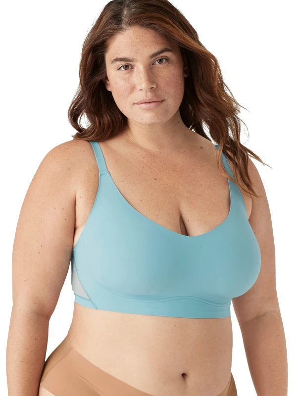 True & Co Women's True Body Lift Triangle Adjustable Strap Bra, Bluestone Mesh, (Large) 36-38DD/DDD