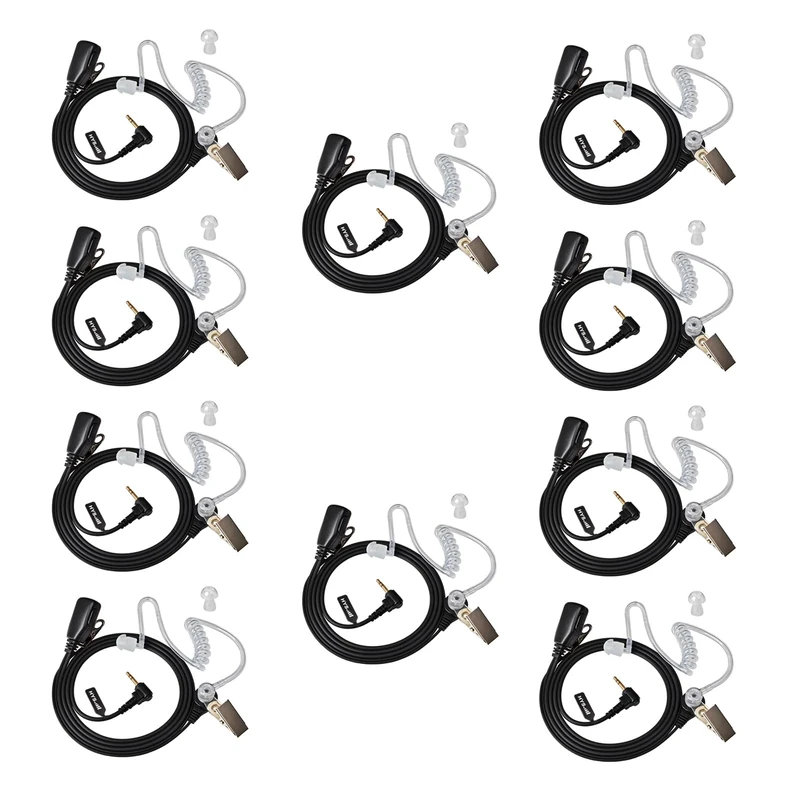 HYS 2.5mm 1Pin Walkie Talkie Earpiece with Mic, Security Headset Compatible with Motorola TLKR-T60 T61 T62 T80 T81 T82 T-92 H2O T80 Extreme T82 Extreme(2 Pack) (10)