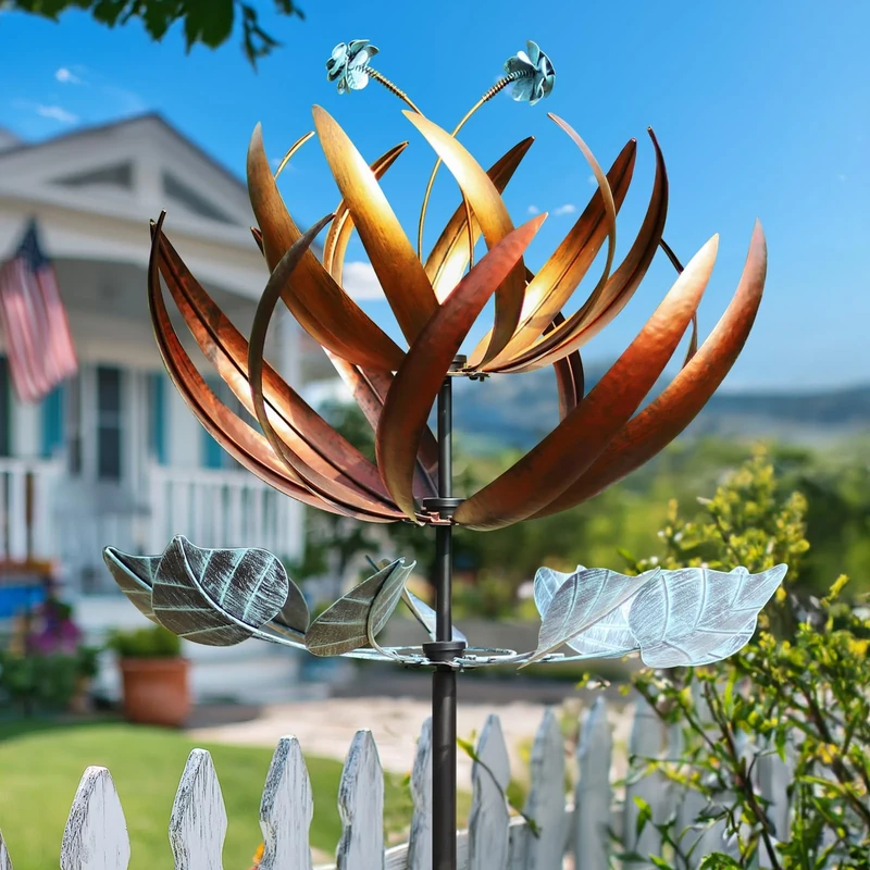 Pure Echo Wind Spinners for Yard and Garden, Wind Spinners Outdoor Large Metal, 84 inch Kinetic Wind Spinner & Wind Sculptures, Windmill Decor(Lotus)