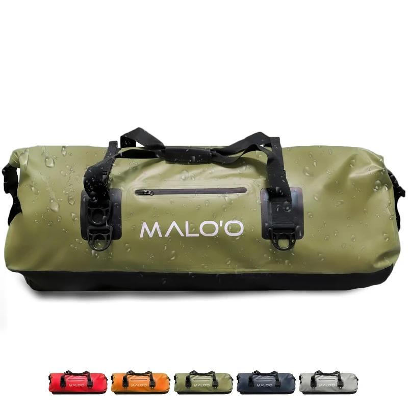 Malo'o Waterproof Dry Bag Duffel 40L/60L/100L, Roll Top Duffel Keeps Gear Dry for Kayaking, Rafting, Boating, Swimming, Camping, Hiking, Beach, Fishing, Dark Green, 100L