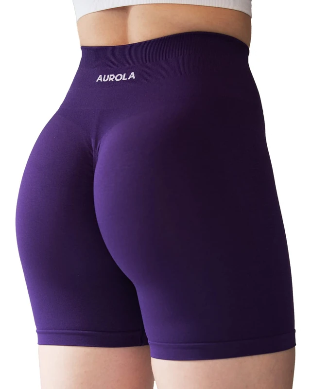 AUROLA Intensify Workout Shorts for Women - Seamless Scrunch Gym Yoga Running Sports Active Exercise Fitness Short, Petunia, S