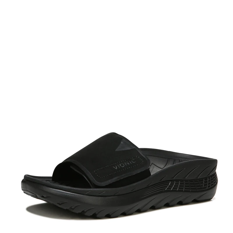 Vionic Unisex Rejuvenate Flat Slide Sandals, Black/Black, Medium Fit, UK 10