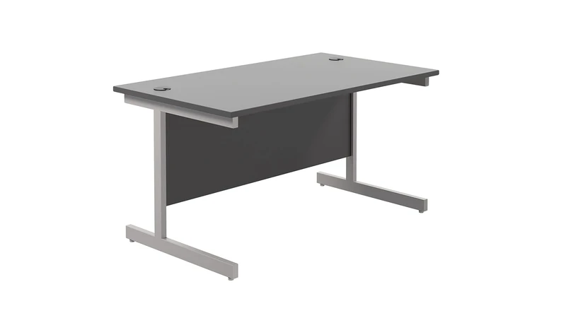 Office Hippo Cantilever Desk - Black Top/Silver Frame, 120x80 cm
