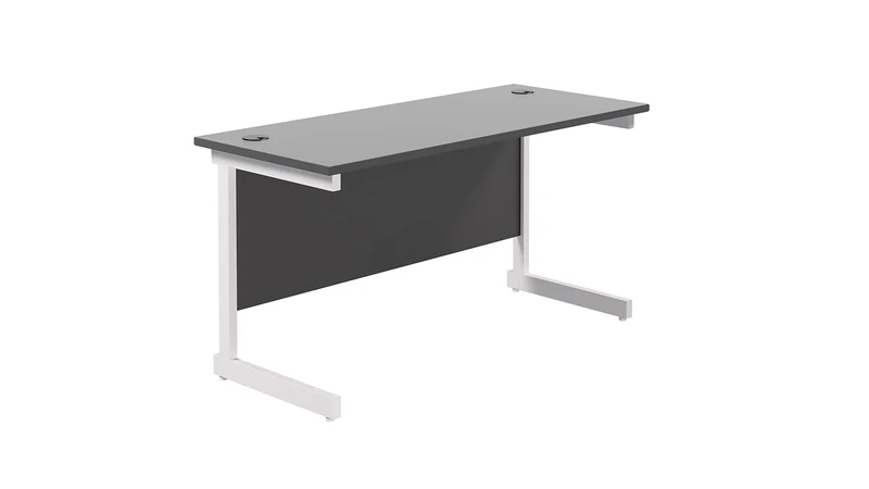 Office Hippo Heavy Duty Rectangular Cantilever Office Desk, MFC, White Frame, Black Top, 120 x 60 x 73 cm