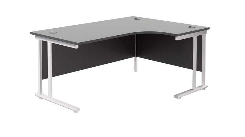 Office Hippo - L Shaped Office Desk 180 x 120cm. Large Corner Computer Desk For Home Office With Integrated Cable Ports, Ideal For Work, Study, Gaming And Hobby Workstation (Black/White)