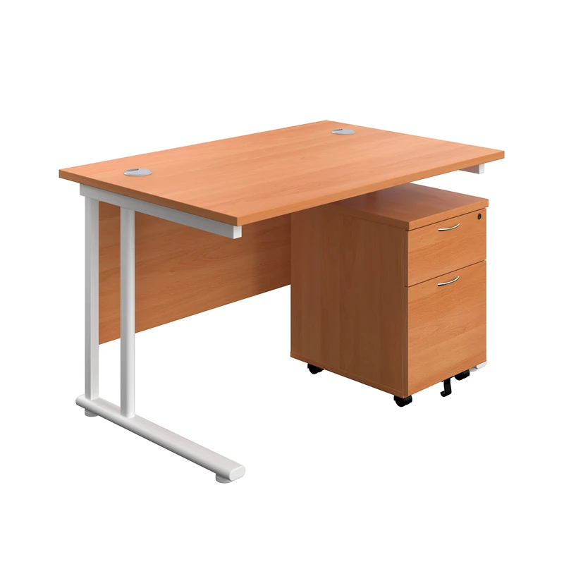 Office Hippo Heavy Duty Rectangular Cantilever Office Desk With 2 Drawer Mobile Filing Pedestal