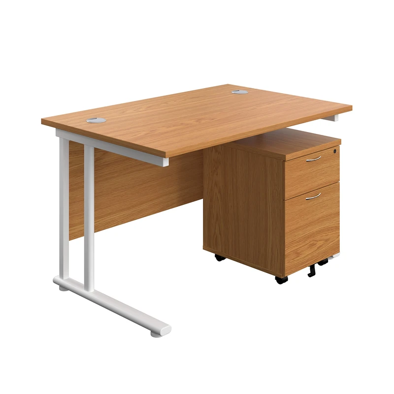 Office Hippo Heavy Duty Rectangular Cantilever Office Desk With 2 Drawer Mobile Filing Pedestal