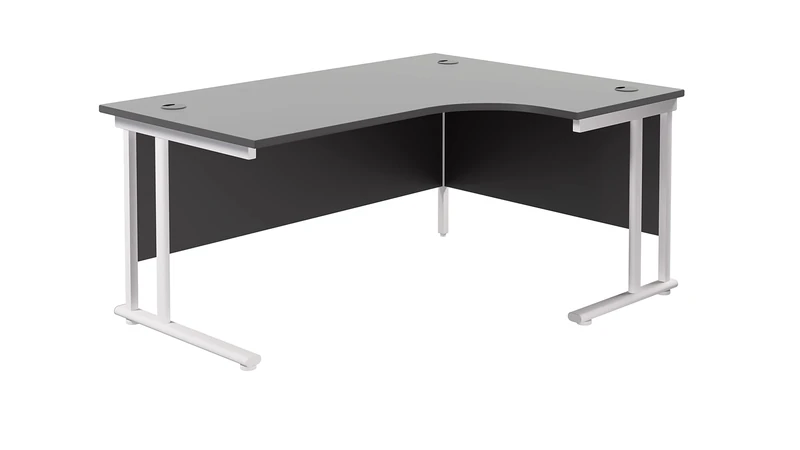 Office Hippo - L Shaped Office Desk 160 x 120cm. Large Corner Computer Desk For Home Office With Integrated Cable Ports, Ideal For Work, Study, Gaming And Hobby Workstation (Black/White)