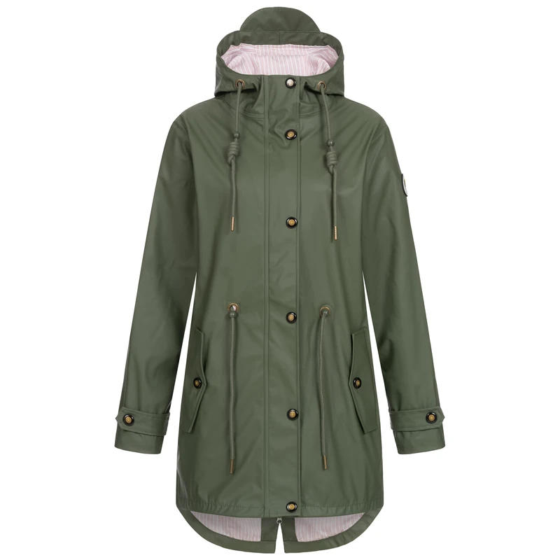 Ankerglut Women's Friesennerz Raincoat Hood Waterproof Weatherproof Windbreaker Transition Jacket #ankerglutliebe Rain Jacket, Olive, 48