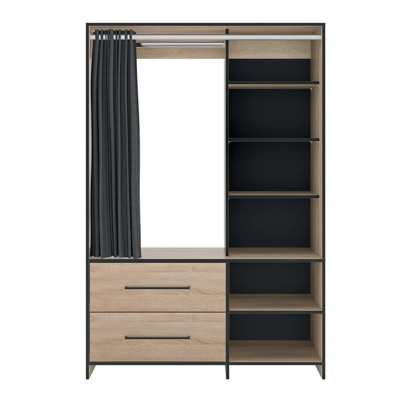 Symbiosis, wardrobe, Oak and black, L122xH180xP50cm