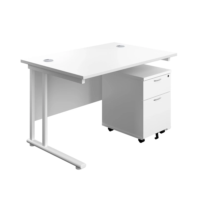 Office Hippo Heavy Duty Rectangular Cantilever Office Desk With 2 Drawer Mobile Filing Pedestal
