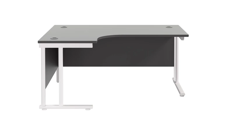 Office Hippo - L Shaped Office Desk 160 x 120cm. Large Corner Computer Desk For Home Office With Integrated Cable Ports, Ideal For Work, Study, Gaming And Hobby Workstation (Black/White)