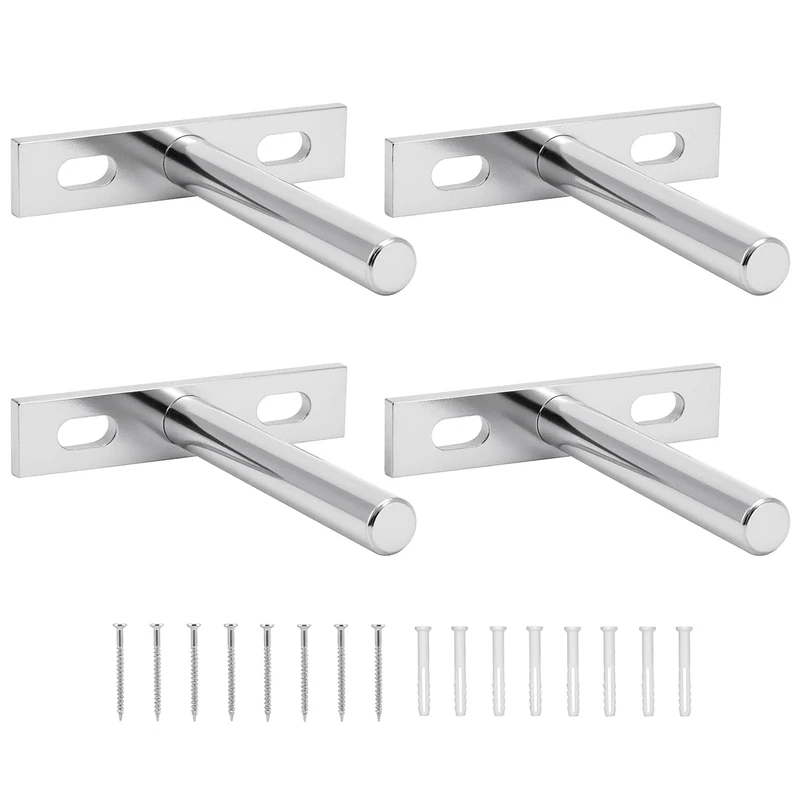 QWORK® 4 Pcs Floating Shelf Bracket 3 Inch 75mm Heavy Duty Hidden Shelf Brackets with Mounting Screws for Wall Mounted Decoration Cabinet Furniture Shelf Support