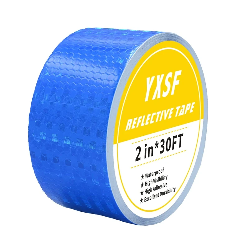 YXSF Blue Reflective Tape,5 CM×10 M Reflector Tape Strips High Viscosity Conspicuous Waterproof Reflective Tape for Vehicles Trucks,Trailers,Cars Ships Motorcycles Outdoor.…