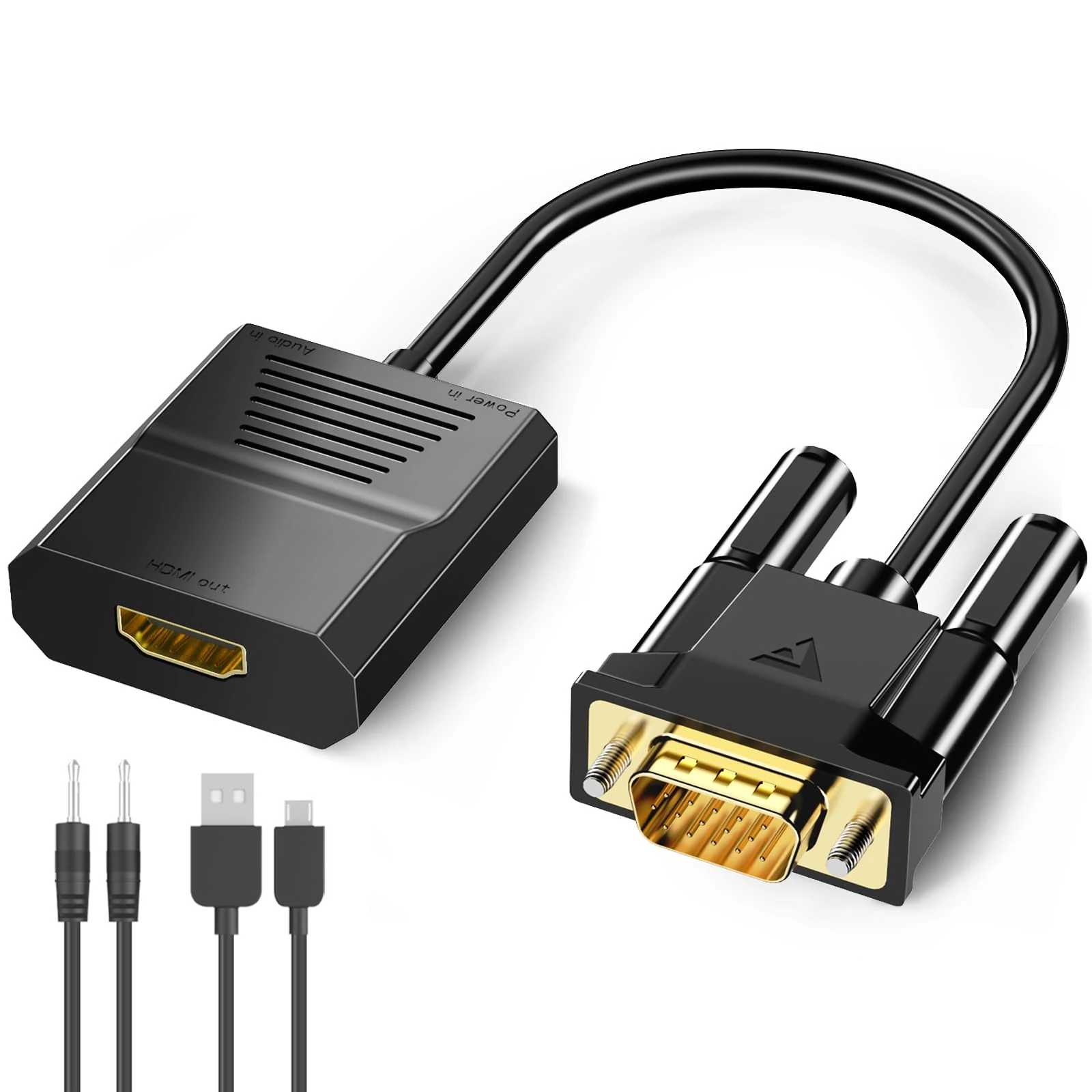 FOINNEX VGA to HDMI Adapter, 1080P VGA Input to HDMI Output Converter with Audio Old PC to TV/Monitor, Active VGA Male to HDMI Female Adaptor for Computer,Desktop,Laptop, Monitor,Projector,HDTV