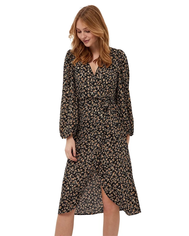 Desires Women's Jantie Wrap UK | Autumn Dresses | Size XL, 9000P Black Print